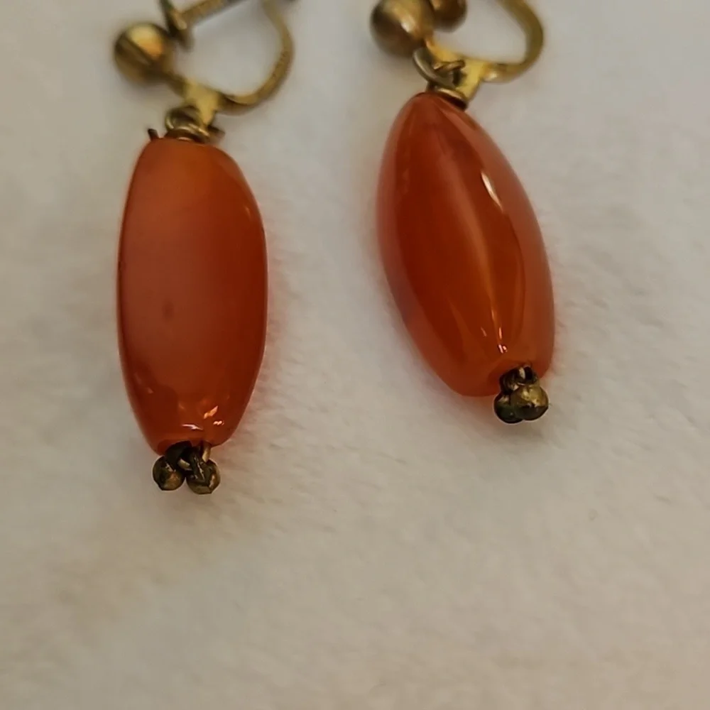 Antique Estate Carnelian Screw-on Earrings